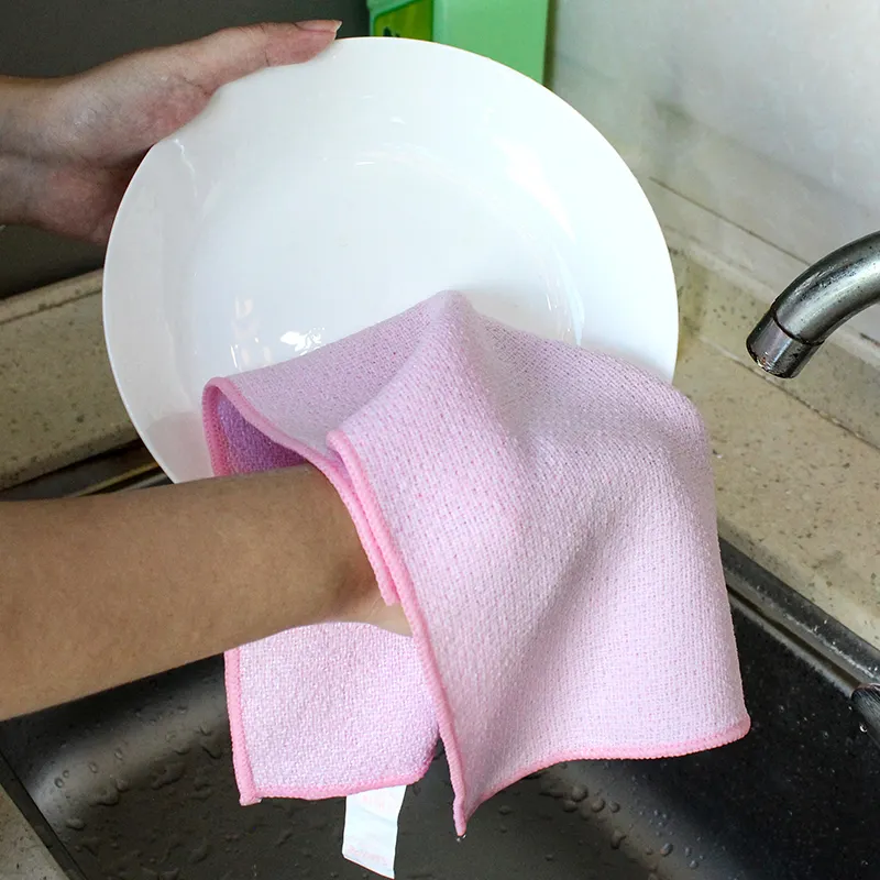 Commercio all'ingrosso di filati fantasia personalizzati per lavare i piatti per la casa stracci con lo scrub laterale in microfibra assorbente canovaccio da cucina