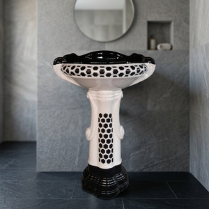 Big Sterling Vitrosa Multi Color Rectangular Ceramic <b>Full</b> Pedestal Wash Basin Modern Design - Product Image 5
