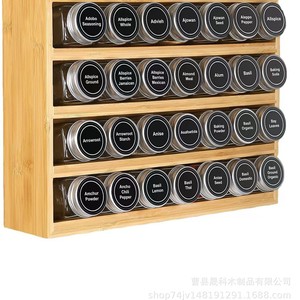 Wooden <b>Spice</b> Storage Box With 36 Glass <b>Jars</b> Metal Lids Airtight Kitchen Countertop Organizer For <b>Spices</b> And Condiments - Product Image 3