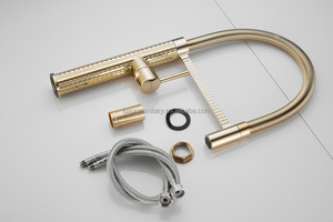 Cao-arc Champagne Bronze nhà bếp Sinks vòi đơn xử lý lưu vực tàu Mixer mùa xuân kéo xuống phun cho nhanh hơn sạch <span class=keywords><strong>tap</strong></span> - Product Image 6