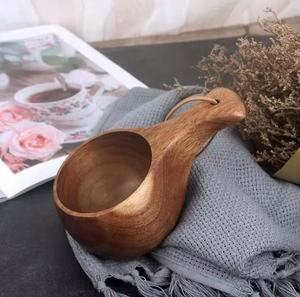 Nouveau Style fait à la main oeuf thé lait sac à dos Camping Bushcraft boire Portable Acacia tasse en bois avec poignée tasse en bois - Product Image 6