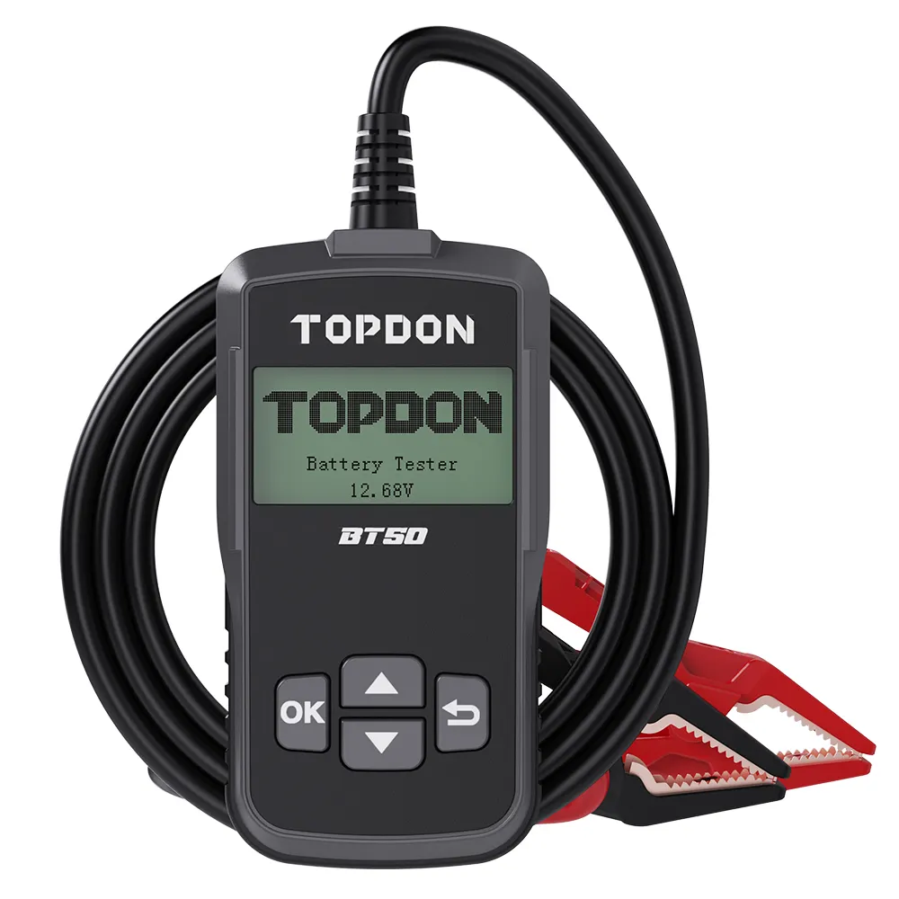 TOPDON BT50 جديد وصول سيارة جهاز اختبار بطارية 12V محلل قدرة الحمل اختبار نظام التحريك اختبار 100-2000CCA