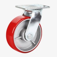 Roue pivotante en polyuréthane à prix d'usine, avec noyau en fonte, frein total et fixation par plaque, pour chariot industriel