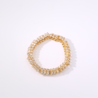 Pulsera de tenis ovalada de doble fila SVB1-V con circonitas cúbicas, tono dorado, joyería de cristal brillante, regalo para ella, para ocasiones formales