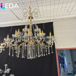 โคมไฟคริสตัลสแตนเลสสตีลขนาดใหญ่สไตล์ยุโรปสมัยใหม่ LEDA สำหรับตกแต่งวิลล่า โรงแรมสองชั้น และงานแต่งงาน - Product Image 2