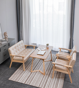 Italiaanse Luxe Moderne Houten Pu Lederen Café Sofa Stoel Eetzaal Restaurant Live Sofa Stoelen Met Armleuning - Product Image 6