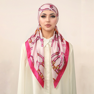 Bufanda de moda para mujer, turbante islámico, Bandana, Foulard, diadema, sombrero, gorras, estampado Floral, seda satinada, <span class=keywords><strong>Hijab</strong></span> instantáneo para mujer musulmana - Product Image 3