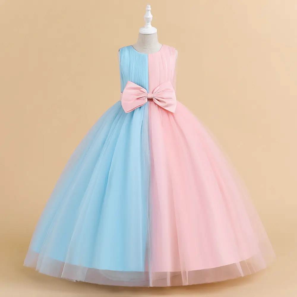 Vestidos de primera comunión para niñas princesa Color Puffy gasa niños boda fiesta flor vestidos de niñas de 10-14 años