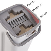 Vadrouille nettoyante pour sols, sans lavage à la main, rotative à 360 °, épurateur de sol élargi, ménage, séparation sèche et humide, vadrouille plate avec seau