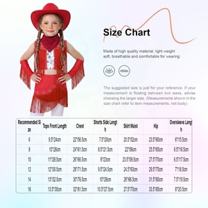 Ensemble de costume de danse western pour filles de 6 à 16 ans : chapeau de cowboy latin, bandana, gilet à franges, jupe, étoile en strass – Personnalisable - Product Image 6
