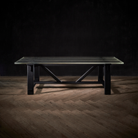 Ensemble de table à manger en verre transparent de style américain moderne, table rectangulaire en bois massif, meubles de salle à manger, salon, utilisation hôtelière