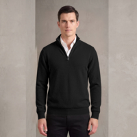Pull d'hiver à col zippé personnalisé avec logo, pull en tricot de haute qualité pour hommes, vente en gros