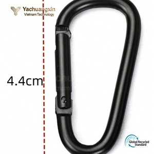 Mosquetón tipo D de aleación de aluminio negro, gancho para acampar al aire libre, escalada, llavero, paquete de 4 - Product Image 5