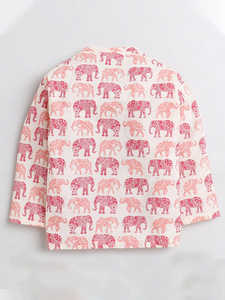 Kurta pour bébé garçon avec imprimé éléphant ethnique et pantalon dhoti, tenue traditionnelle pour enfants, vêtements de fête confortables en coton pour tout-petits - Product Image 5