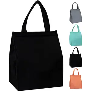 Sac en toile noir Recyclable avec logo personnalisé, fourre-tout en toile, petit sac isotherme thermique, prix promotionnel, vente en gros