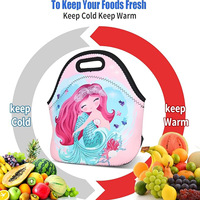 Fourniture directe d'usine Portable néoprène Bento sac dessin animé matériel de plongée isolé employé de bureau boîte à lunch portable pour l'extérieur