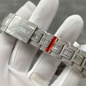 Montre mécanique automatique de luxe pour homme, affichage du calendrier, 41 mm, entièrement sertie de diamants, montre en moissanite ou zircon - Product Image 6