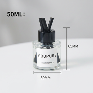 Meilleur Prix Haute Qualité Luxe Bouteilles Diffuseurs Rondes en Verre Transparent 50ml pour Désodorisant Voiture et <span class=keywords><strong>Parfum</strong></span> avec Bouchon à Vis et Bâtonnets en Rotin - Product Image 3