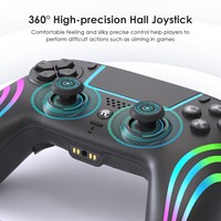 Manette de jeu 3D Hall Rocker Joystick RGB pour PS4 / PC, contrôleur de console de jeu sans fil