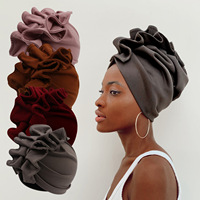 Gorros Turbante con Volantes y Flores para Mujer, Gorro Africano, Pañuelo para la Cabeza, Turbante Elástico de Color Sólido, Gorro Musulmán, Sombrero Indio, Novedad 2025