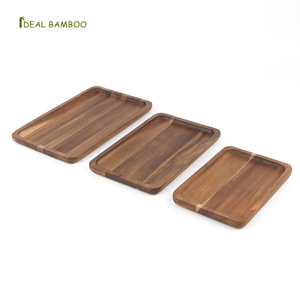 Wholesale Rectangle Wooden Dish and <strong>Plate</strong> for Serving Snack Appetizer Nuts Acacia <strong>Wood</strong> Tray Set - Product Image 1