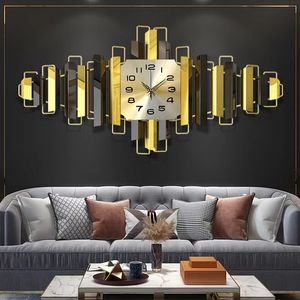 95X45CM doré luxe tenture murale horloge moderne Simple métallique décoration salle à manger fond silencieux montre livraison directe DDP - Product Image 2