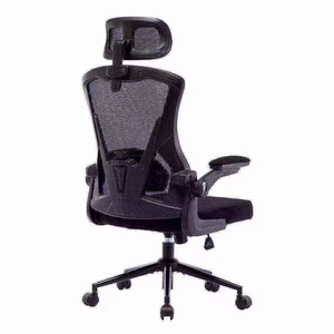<span class=keywords><strong>Chaise</strong></span> de bureau ergonomique de direction confortable à dossier haut avec accoudoirs rabattables en maille noire - Product Image 4