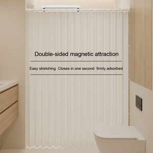 Cortina de <span class=keywords><strong>Ducha</strong></span> <span class=keywords><strong>Plegable</strong></span> Magnética de Doble Cara de 86 Pulgadas Extra Alta, Cortina de <span class=keywords><strong>Ducha</strong></span> de Lujo de Piso a Techo, Tipo Acordeón, de Poliéster - Product Image 4