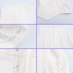 J1048 Traje de <span class=keywords><strong>chaleco</strong></span> de moda <span class=keywords><strong>para</strong></span> mujer, <span class=keywords><strong>chaleco</strong></span> de un solo botón <span class=keywords><strong>con</strong></span> cuello en V, pantalones de pierna ancha <span class=keywords><strong>con</strong></span> bolsillos de cintura alta, traje casual de dos piezas <span class=keywords><strong>para</strong></span> mujer, ideal <span class=keywords><strong>para</strong></span> el verano. - Product Image 5