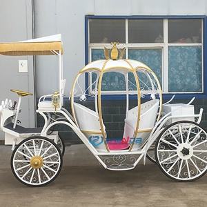 Charrette électrique de couleur blanche, charrette à chevaux électrique de luxe personnalisée, élégante, charrette à chevaux à quatre roues, charrette citrouille - Product Image 3
