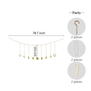 Guirlande Métallique Murale Phases de Lune Bohème Dorée et Argentée 9 Lunes pour Chambre et Dortoir – Nouveauté <span class=keywords><strong>2022</strong></span> – Vente Flash - Product Image 5