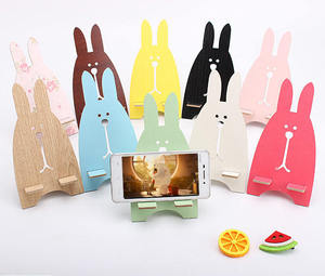 रचनात्मक फोन स्टैंड प्यारा फोन धारक कार्टून खरगोश लकड़ी के पशु आकार सेल फोन स्टैंड - Product Image 4