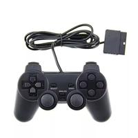 Mando de Juego con Cable Negro con Motor de Vibración para PS2, Controlador, Joypad y Joystick