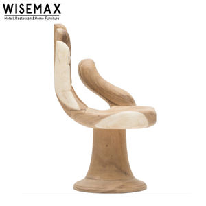 WISEMAX FURNITURE Chaise unique contemporaine en bois massif en forme de main de Bouddha, dossier créatif, fauteuil de loisirs de luxe - Product Image 4