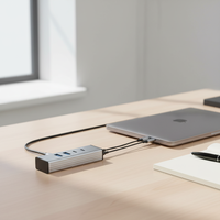 Adaptateur Hub USB 3.2 USB-C 3.2 en métal à 4 ports pour ordinateurs portables, smartphones, tablettes, consoles de jeux avec compatibilité souris et clavier