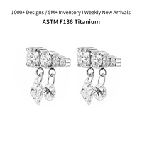 G23 Titan 18G/16G Ohrpiercing Trendige Hängeohrringe mit baumelndem Segment-Creolenring für Damen – Piercing-Schmuck