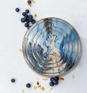 Assiette de mariage en porcelaine fine européenne, ustensiles de cuisine décoratifs pour la maison, service de table doré, assiette à sushi, plateau - Product Image 5