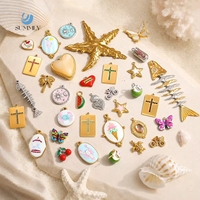 SUMMLY Schattige Zomer Fruit Kruis Vlinder Ster Maan Charms 18K Goud Roestvrij Staal Hangertjes voor Armband DIY Sieraden Groothandel