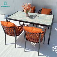 Ensemble de mobilier de jardin moderne en aluminium et corde, chaise et table à manger pour hôtel extérieur, série Simple