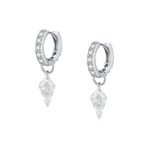 Boucles d'oreilles pendantes en argent sterling 925 plaqué rhodium avec zircone cubique, bijoux de danse pour femmes, boucles d'oreilles pendantes tendance pour femmes - Product Image 1