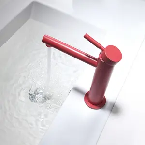 Hot Sell Contemporary Red Color Single Handle Brass Water Tap Basin Faucets