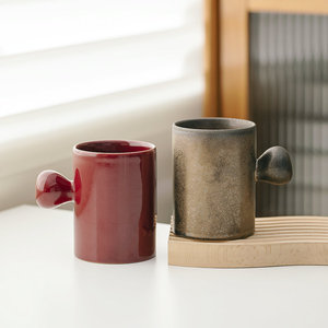 Ceramic Coffee <b>Mugs</b> <b>Large</b> Capacity Solid Color Retro Design Home Use - Product Image 1