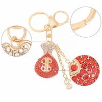 Porte-monnaie en cuir orné de diamants et de cristaux, porte-clés de voiture, pendentif porte-monnaie en dollars américains, petit cadeau