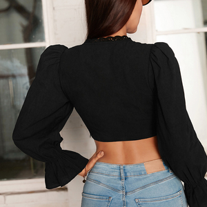 Double Crazy Women Sexy cuello en V diseño de moda señora blusa verano Top - Product Image 4