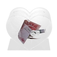 Boîtes de dons transparentes en acrylique en forme de cœur avec serrure