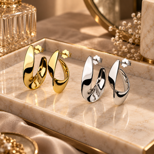 Pendientes de tuerca con forma de U irregulares para mujer, accesorios sencillos para el día a día - Product Image 1