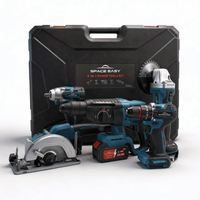 Ensemble d'outils sans fil sans balais à prix réduit, 5 en 1, avec perceuse, marteau, meuleuse d'angle, clé à chocs, batterie 18V21V, qualité certifiée