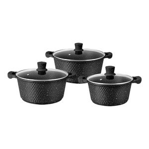 キッチンポットレストランと家庭用6ピースアルミニウムノンスティック花崗岩調理器具セット耐久性のあるガラスコーティング - Product Image 2