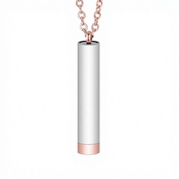 Collier personnalisé en acier inoxydable 3D avec gravure de nom initial, pendentif barre cachée, bijoux de mode pour couples