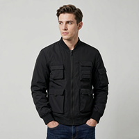 Blouson Bomber Homme Personnalisé Noir Tactique Hiver Chaud Doublé Zippé Décontracté Streetwear pour Homme